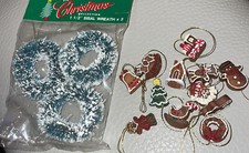 Vintage Miniature Gingerbread Men/Women Christmas Ornaments Lot Of 12 3 Wreaths