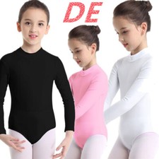 DE M&auml;dchen Kinder Spitze Gymnastik Trikot Langarm Mock Neck Ballett Tanz Kost&uuml;me