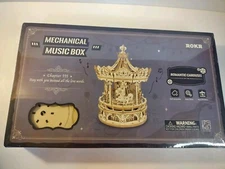 ROKR Romantic Carousel 3D Wooden Puzzles DIY Music Box Model Kits Adult Gift