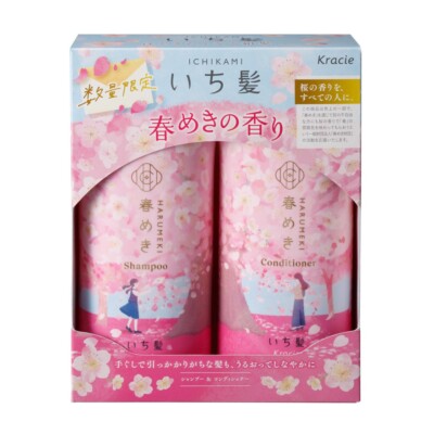 Kracie ICHIKAMI Harumeki Sakura Hair Care Shampoo & Conditioner