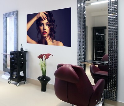 Autocollants muraux 3D fille 7703 salon de coiffure coupe de