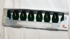 8 VTG C 7 Green Transparent Christmas Light Candelabra Base Bulbs New in Pack 5W
