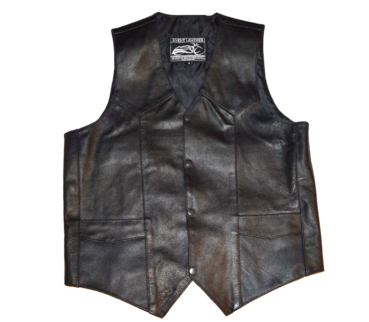 Event Leather Size M Biker Genuine 100 Leather Vest Button Up eBay