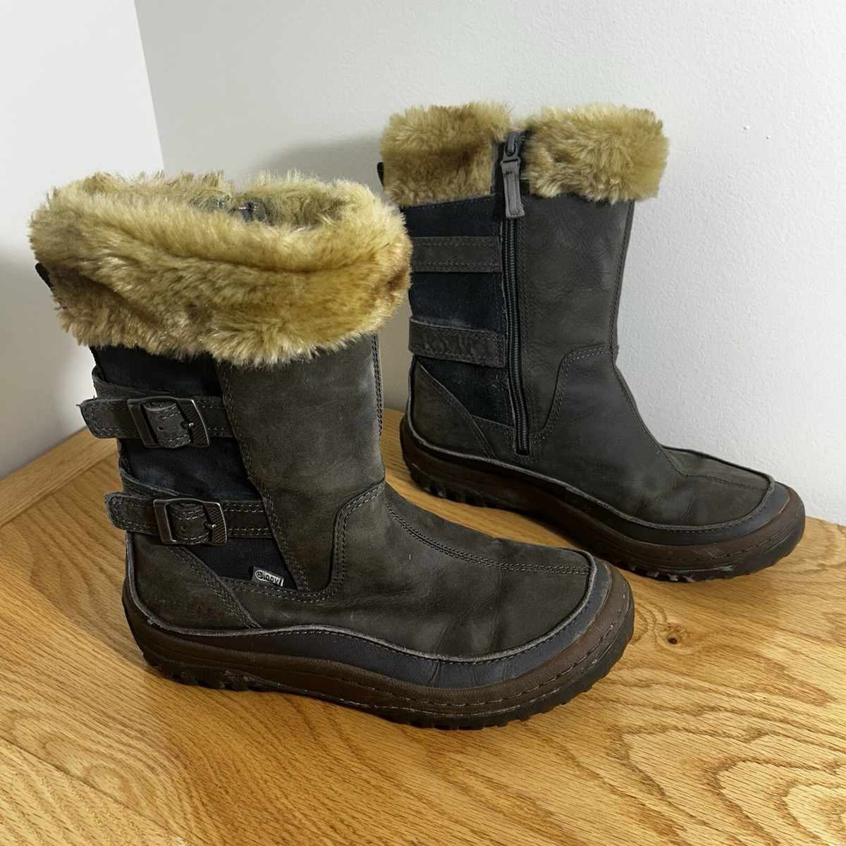 Merrell Women's Decora Chant Waterproof Leather Insulated Boots Wild Dove  Sz