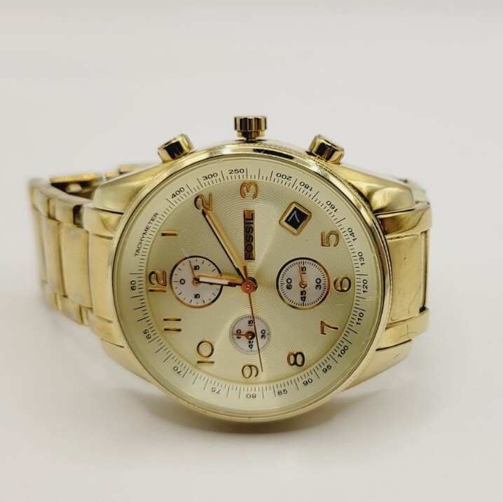 Ladies Fossil Watch Tachymeter Dean Gold Tone Analog  display picture 3