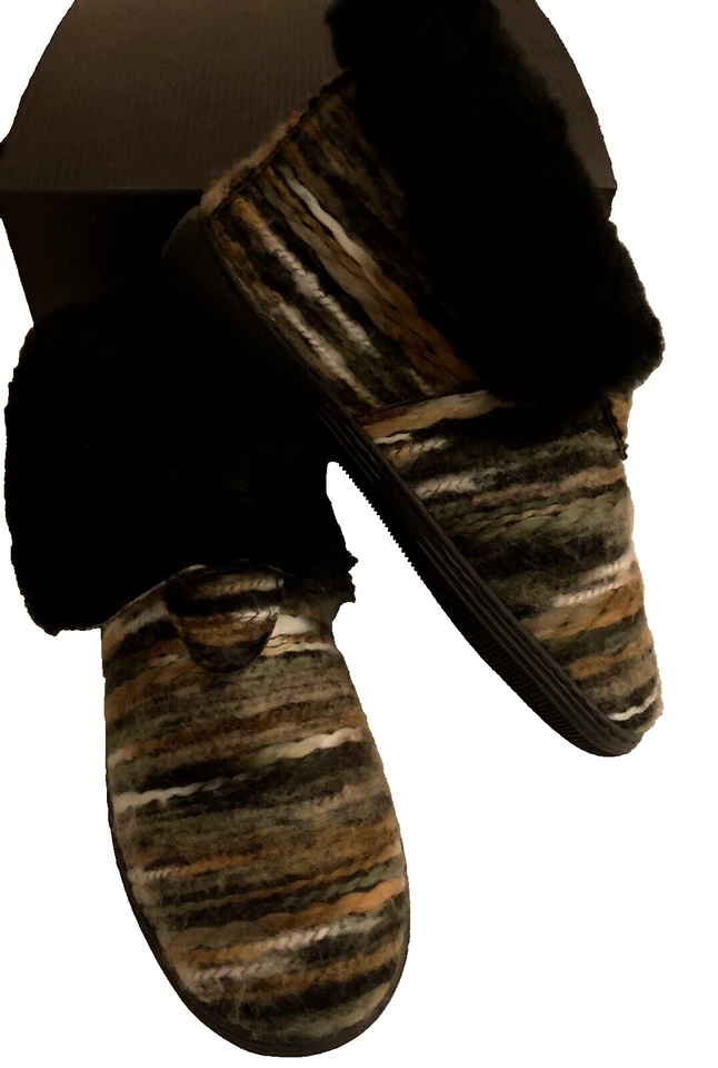 LAMO новый без ЯРЛЫКОВ JUAREZ Western текстильной пряжи стриженный мех сложить над ботинок тапочки размер 7 - Изображение 2 из 4