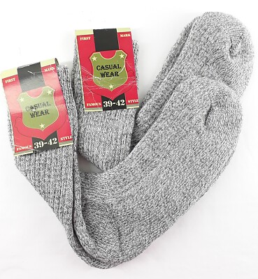 Herrensocken Casual Wear warme Wollsocken Herrenstrümpfe 2 Paar grau mit Etikett