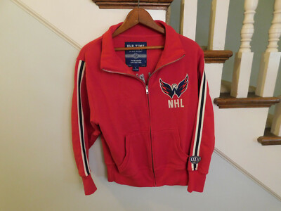 Old Time Hockey L Red Patches Property Of Washington Capitals NHL Zip Jacket EUC