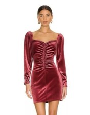 REVOLVE EDLES SAMTKLEID MINIKLEID PARTY COCKTAIL S CRANBERRY BORDEAUX ROT NEU