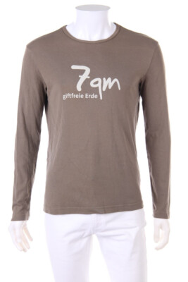 hessnatur longsleeve-shirt Statement Print 48 taupe brown