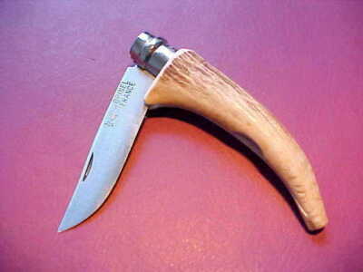 NEW CUSTOM FRENCH OPINEL No 8 POCKET KNIFE ANTLER STAG HANDLE IN ZIPPERED POUCH