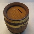 VINTAGE FIRST NATIONAL BANK 6" WOOD BARREL COIN BANK w/ COMBINATION LOCK — photo 5
