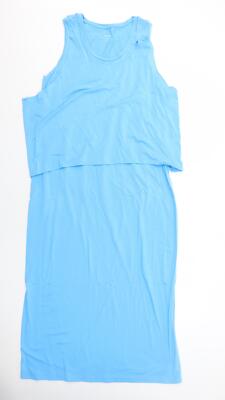 Purejill Damen Trägerkleid blau Baumwollmischung Größe M