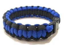 Paracord Bracelet 550 Two-Tone Black/Blue Survival Tactical 3/8" Buckle 