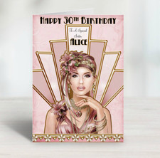 Personalised Art Deco Birthday Card  Daughter Sister Mother Friend Aunty Wife