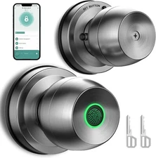 Smart Door Knob, Fingerprint Door Lock Smart Lock Biometric Satin Nickel