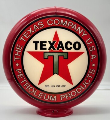 THE TEXACO COMPANY USA PETROLEUM PRODUCTS 13.5'' Gas Pump Globe SHIPS ASSEMBLED!!