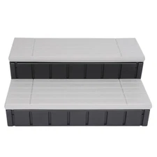 36'' Universal 2 Slip-Resistant Spa &Hot Tub Steps with Storage Light Gray+Black