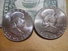 2 Lot Silver Franklin Half Dollars 1963P and 1963D Both UNC