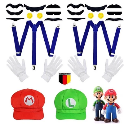 MARKENLOS Super Mario Bros Mario und Luigi Hüte Schnurrbärte Kostüm Cosplay Kostüm Mütze