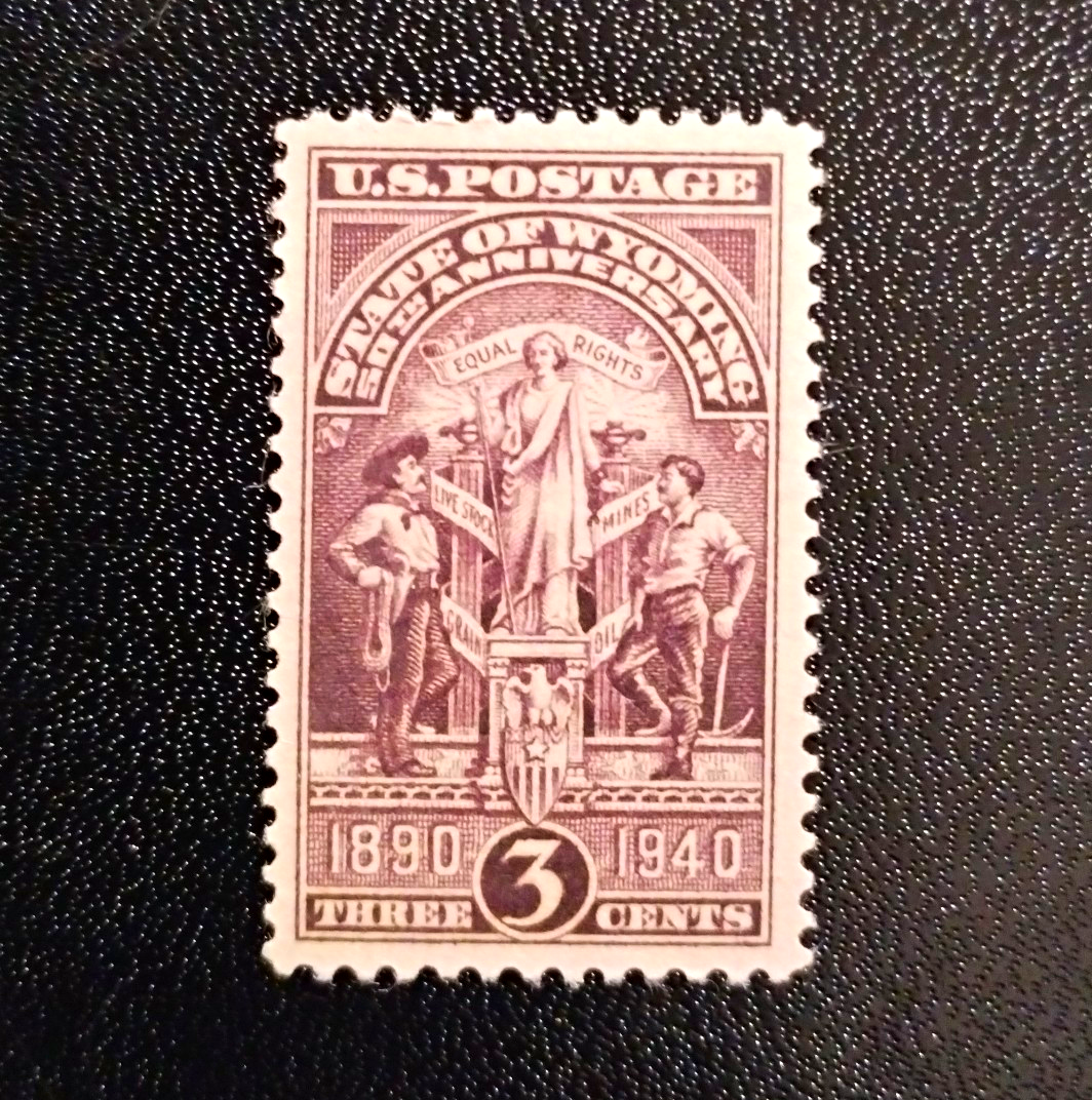 US Wyoming Statehood Anniversary 3c Postage Stamp, Brown, 1940 (MNH)