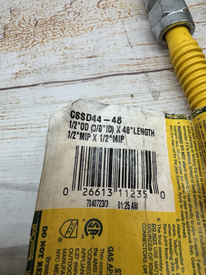 12x黄铜工艺48英寸Procoat燃气电器连接器3/8 ID x 1/2 MIP x 1/2 MIP — 第 3/4 张图片