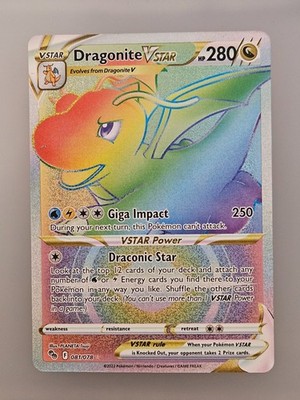 Pokémon Dragonite VSTAR Secret Rare Full Art Holo Card 081/078 Pokémon GO