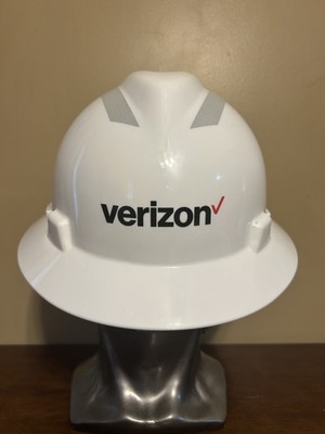 NEW Lot Of 6 Verizon Full Brim Hard Hats MSA V Gard Size Medium White