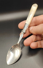 Vintage Mother of pearl handled 6 inch hallmarked silver plated jam spoon
