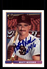Signed Baseball Card Auto Matt Mieske 1991 Bowman #694 San Diego Padres