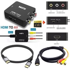 RCA AV to HDMI HD Converter Adapter Composite 3RCA CVBS Audio Video Wii NES SNES