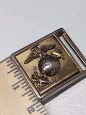 Vintage Crestcraft USMC 2.5" Belt Buckle Gold Plated Very Worn. 121425B