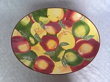Large Apple Medley Shallow Bowl (Chip Platter) by Clay Art
