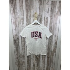 Lands End USA 1776 America 250 Graphic Tee White Cotton T-Shirt Small USA Made