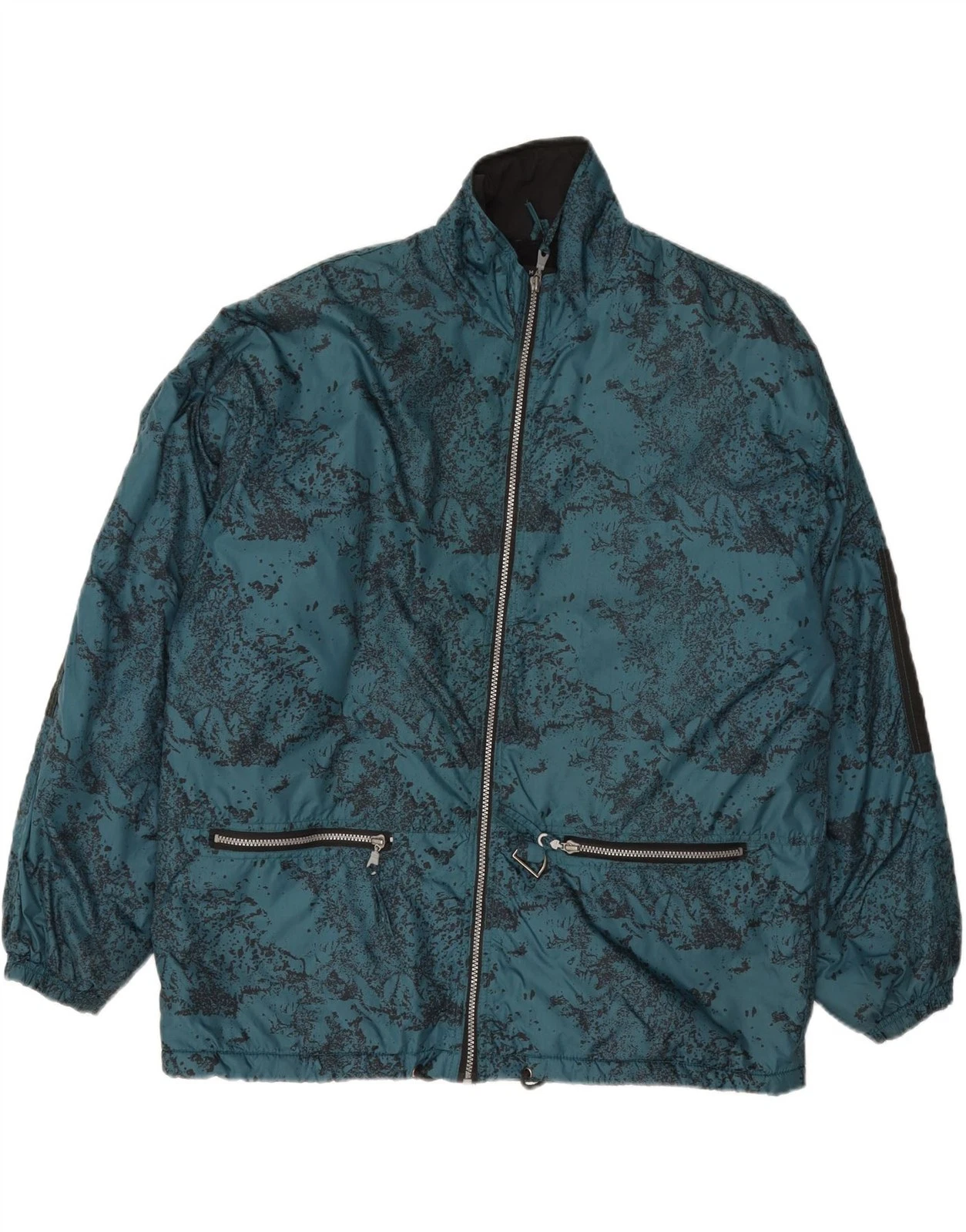VINTAGE Mens Oversized Graphic Windbreaker Jacket UK 38 Medium Blue NJ05