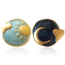 Asymmetrical Sun Moon And Stars Celestial Earrings Dainty Simple Temperament Lov