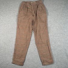 Vintage Calvin Klein Sport/Petite Pants Womens 8 Brown Check Tapered Cuffed 80s