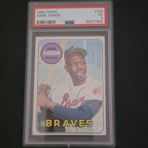 Topps 1969 Hank Aaron #100 Atlanta Braves Baseball Card PSA 3
