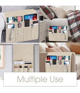 Joywell Holder Organizer Linen Fabric Taupe Caddie with 6 Pocket Storage(Beige) 