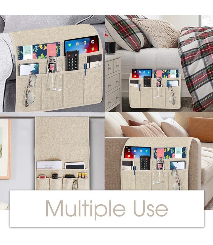 Joywell Holder Organizer Linen Fabric Taupe Caddie with 6 Pocket Storage(Beige) 