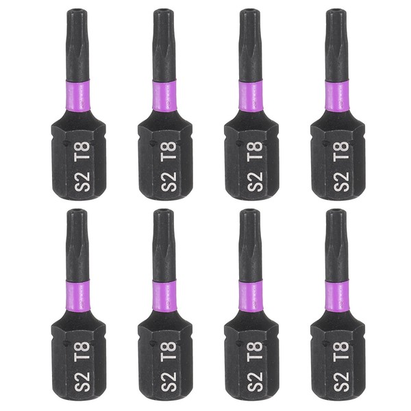 "8 StüCk TT8 Torx Schraubendreher-Bit 1/4\" Sechskantschaft 1\" LäNge 6-Punkt-Kopf"-image