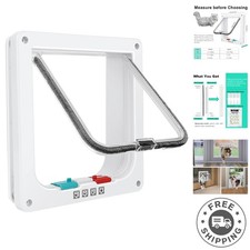 Luxury Weatherproof Cat Door with 4-Way Lock for Small Dogs  Cats, 9.8x9.3in