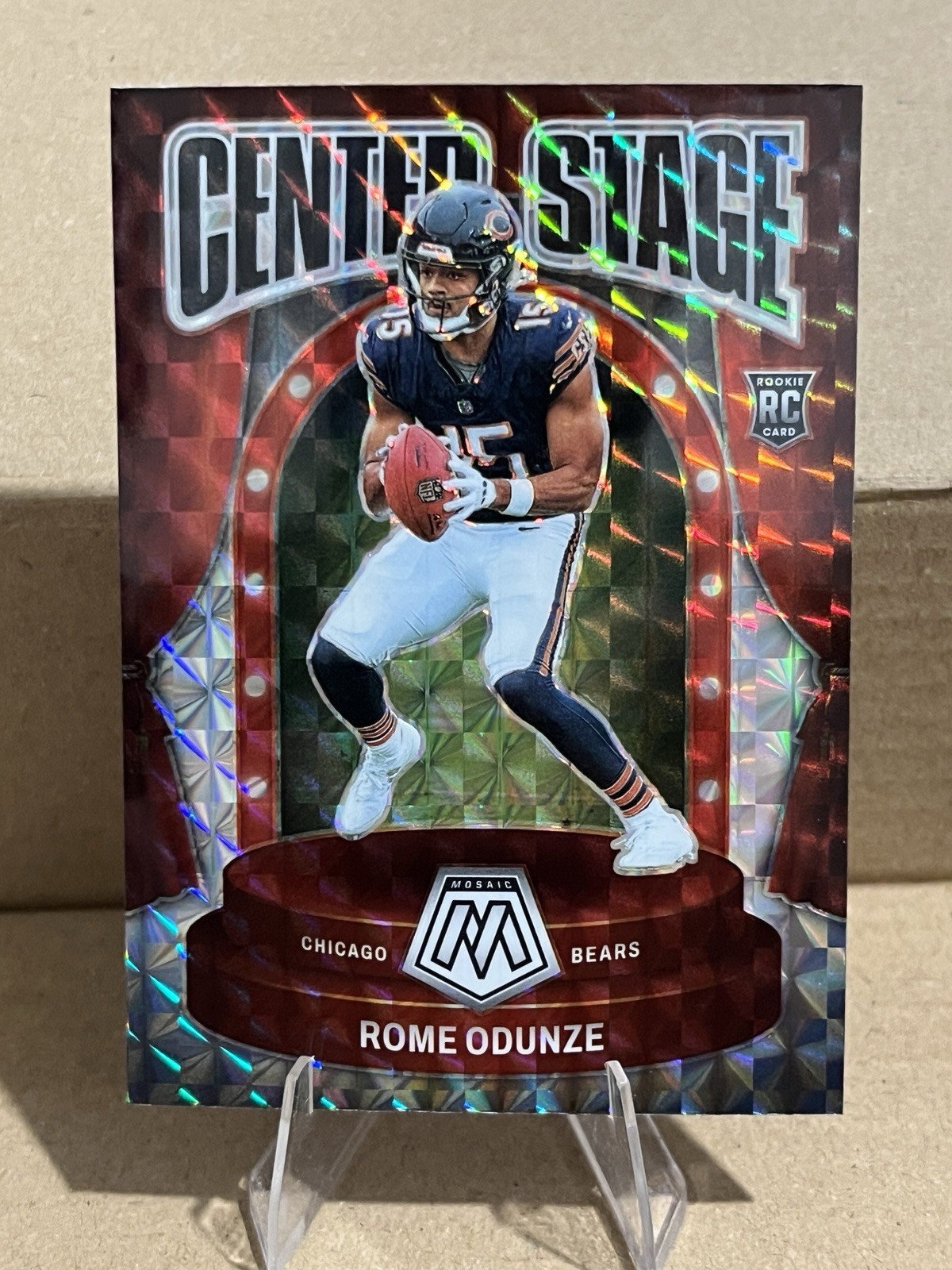 2024 Panini Mosaic Center Stage Rome Odunze Silver Prizm Bears Rookie