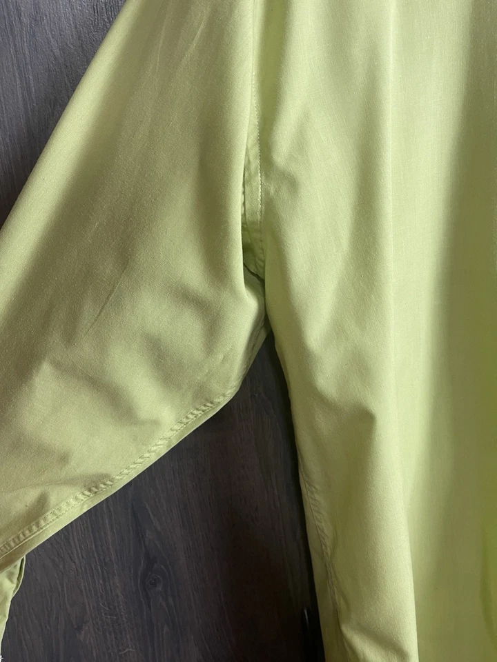 Camisa de vestir Daniel Ellissa para hombre verde oliva blanco a rayas cuello puños talla 18,5 Foto 4 de 4