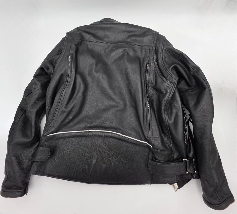 Chaqueta estilo café corredor vintage primera clásica de cuero negra para motocicleta talla L Foto 3 de 4
