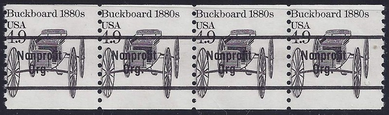 2124a - Precancel Error / EFO Missing Periods "." Strip 4 Buckboard Mint NH
