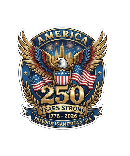 USA America 250 Years of Freedom 1776 - 2026 Strong Self Adhesive Vinyl Sticker
