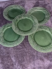 Set Of 5 Bordallo Pinheiro Papillon Ivy Green DinnerPlate & Wheat