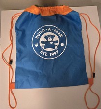 Build A Bear BAB Drawstring Cinch Bag Backpack Tote Blue Bear Paws Est. 1997