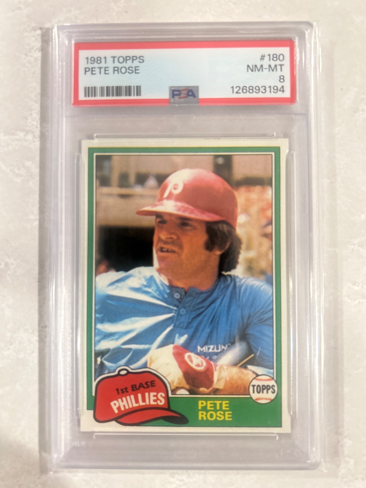 1981 Topps Pete Rose #180 Philadelphia Phillies PSA 8 NM-MT